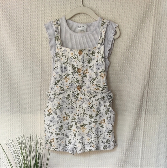 Nicole Miller 2 piece Floral Romper and Lavender Top Size 6 - Picture 1 of 9